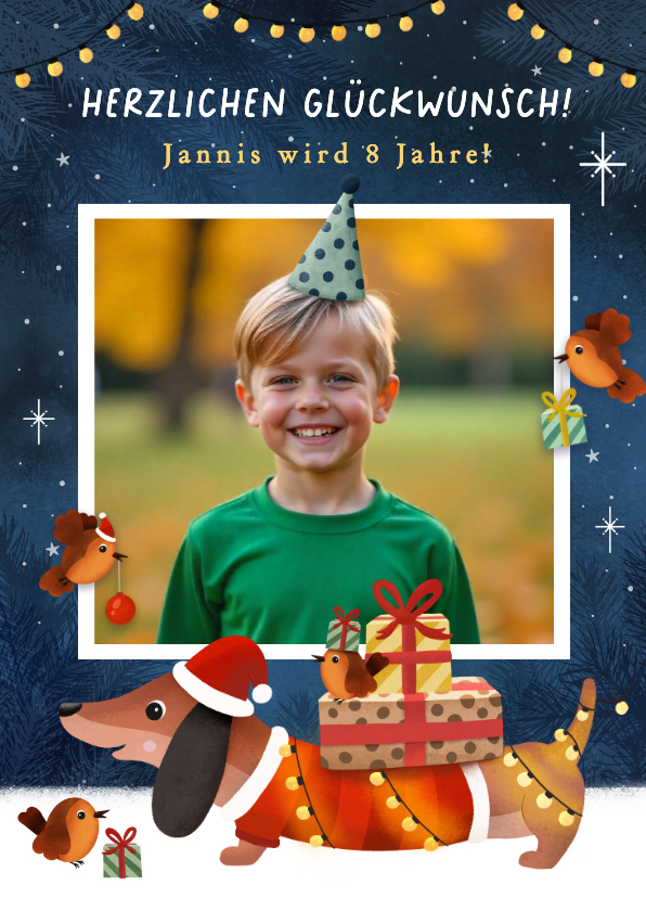 Geburtstagskarte Foto Dackel im Schnee Geschenke - Geburtstagskarten Geburtstagskarten - Geburtstagskarte Foto Dackel im Schnee Geschenke