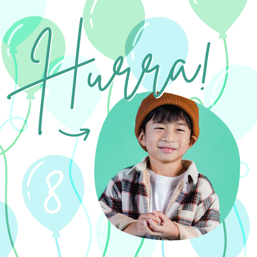 Geburtstagskarten - Geburtstagskarte Foto & Luftballons grün