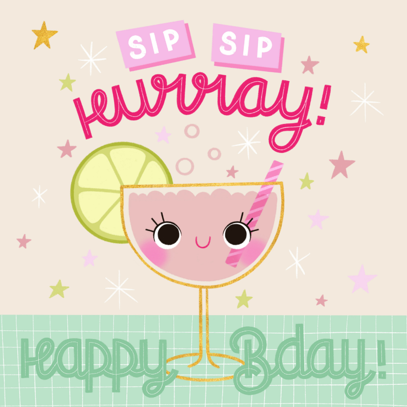 Geburtstagskarten - Geburtstagskarte fröhliches Cocktailglas
