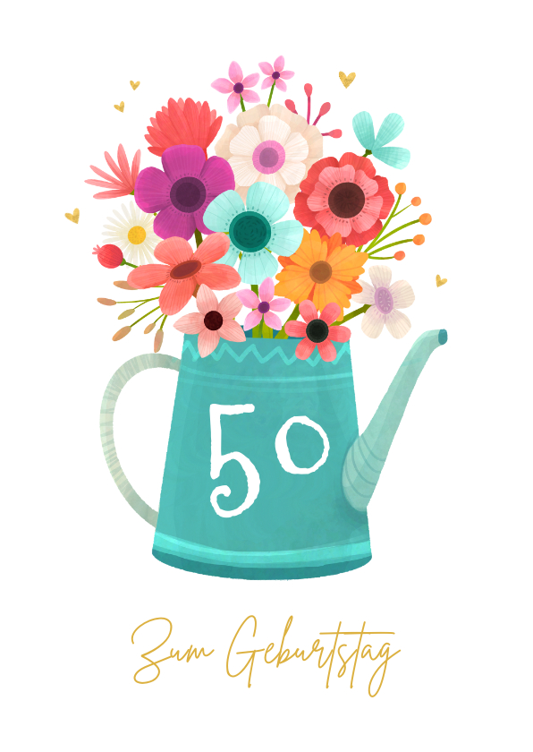 Geburtstagskarten - Geburtstagskarte Gießkanne mit Blumen