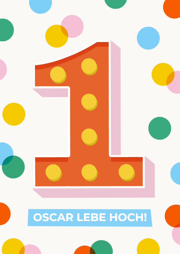 Geburtstagskarten - Geburtstagskarte große 1 Konfetti bunt 