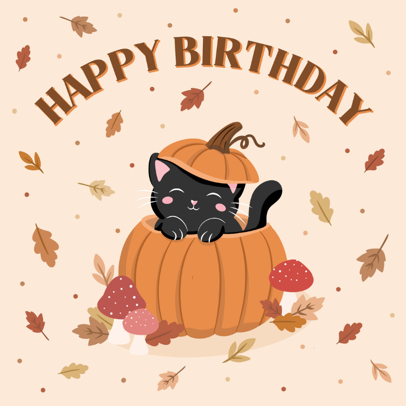 Geburtstagskarte Herbst Katze im Kürbis - Geburtstagskarten Geburtstagskarten - Geburtstagskarte Herbst Katze im Kürbis