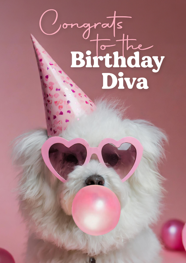 Geburtstagskarten - Geburtstagskarte Hund 'Birthday Diva'