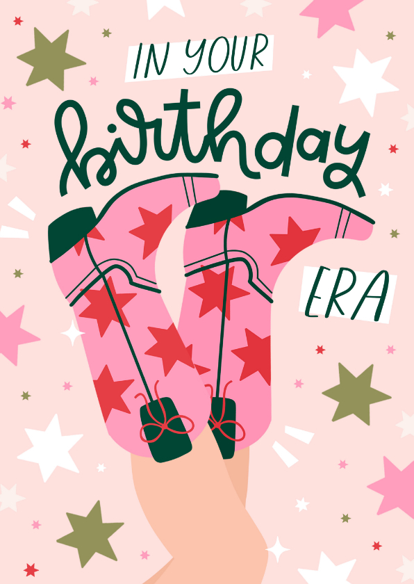 Geburtstagskarten - Geburtstagskarte 'In Your Birthday Era' Cowboystiefel