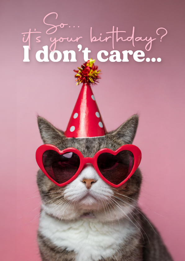 Geburtstagskarten - Geburtstagskarte Katze 'I don't care'