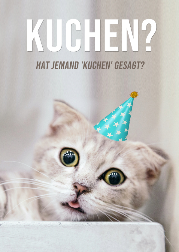 Geburtstagskarten - Geburtstagskarte Katze mit Partyhut