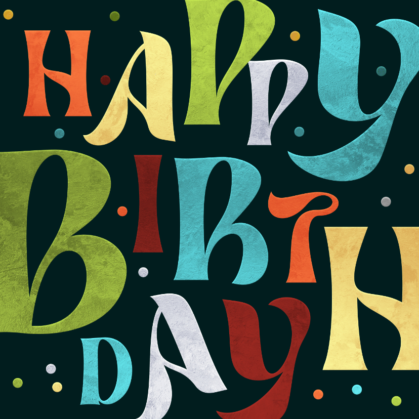 Geburtstagskarte Lettering bunt Happy Birthday Schwarz - Geburtstagskarten Geburtstagskarten - Geburtstagskarte Lettering bunt Happy Birthday Schwarz