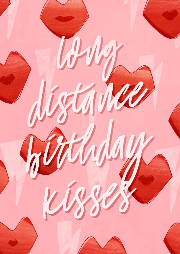 Geburtstagskarten - Geburtstagskarte 'Long distance birthday kisses'