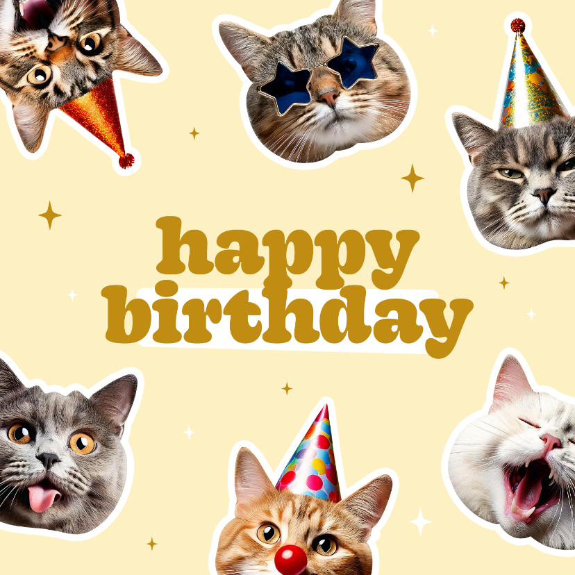 Geburtstagskarten - Geburtstagskarte lustige Katzen 'Happy Birthday'