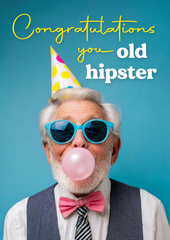 Geburtstagskarten - Geburtstagskarte Mann mit Kaugummi 'Old Hipster