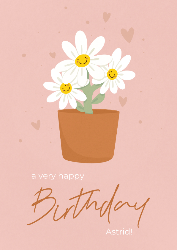 Geburtstagskarten - Geburtstagskarte Margeriten in Blumentopf