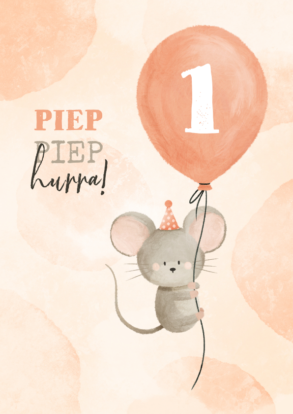 Geburtstagskarte mit Maus 'Piep piep hurra' - Geburtstagskarten Geburtstagskarten - Geburtstagskarte mit Maus 'Piep piep hurra'