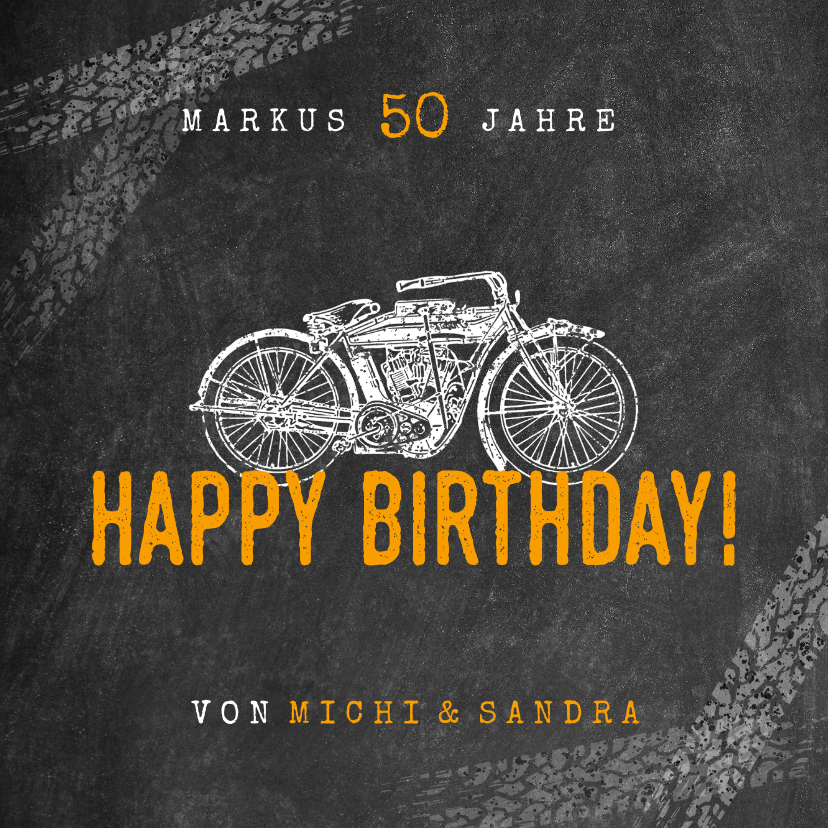 Geburtstagskarten - Geburtstagskarte Oldtimer Motorrad