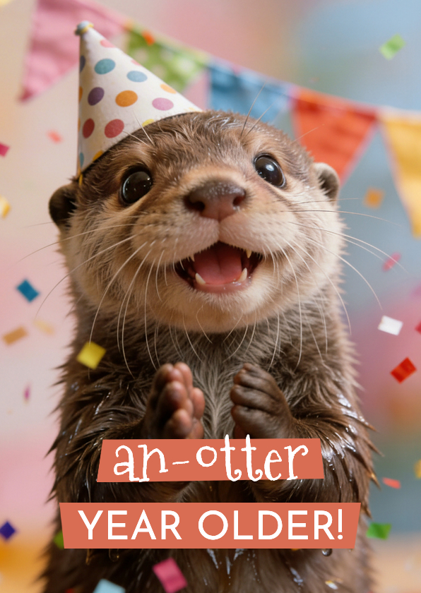 Geburtstagskarten - Geburtstagskarte Otter Partyhut lustig 'an-otter year older'