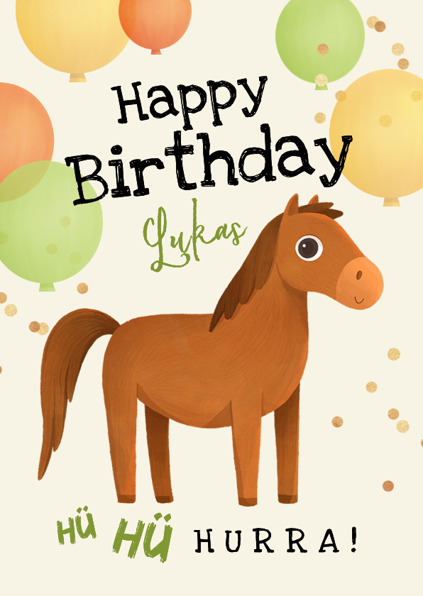 Geburtstagskarten - Geburtstagskarte Pferd Kindergeburtstag 7 Jahre Luftballons