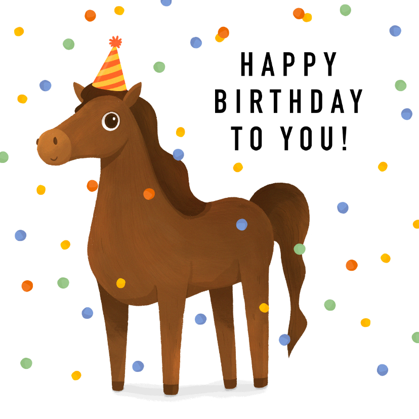 Geburtstagskarten - Geburtstagskarte Pferd und Konfetti