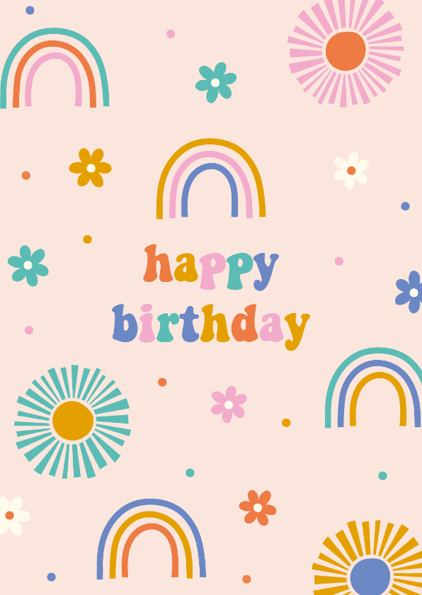 Geburtstagskarten - Geburtstagskarte Regenbogen & Sonne 'Happy Birthday'