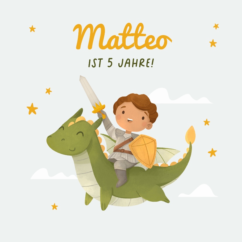Geburtstagskarten - Geburtstagskarte Ritter mit Drachen
