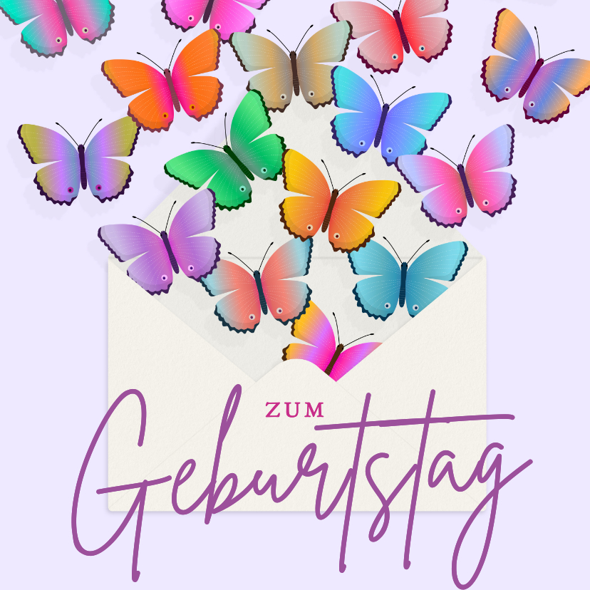 Geburtstagskarte Schmetterlinge aus Briefumschlag - Geburtstagskarten Geburtstagskarten - Geburtstagskarte Schmetterlinge aus Briefumschlag