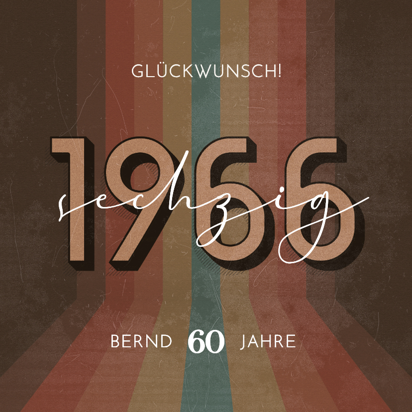 Geburtstagskarten - Geburtstagskarte 'Sechzig' Vintage Sixties