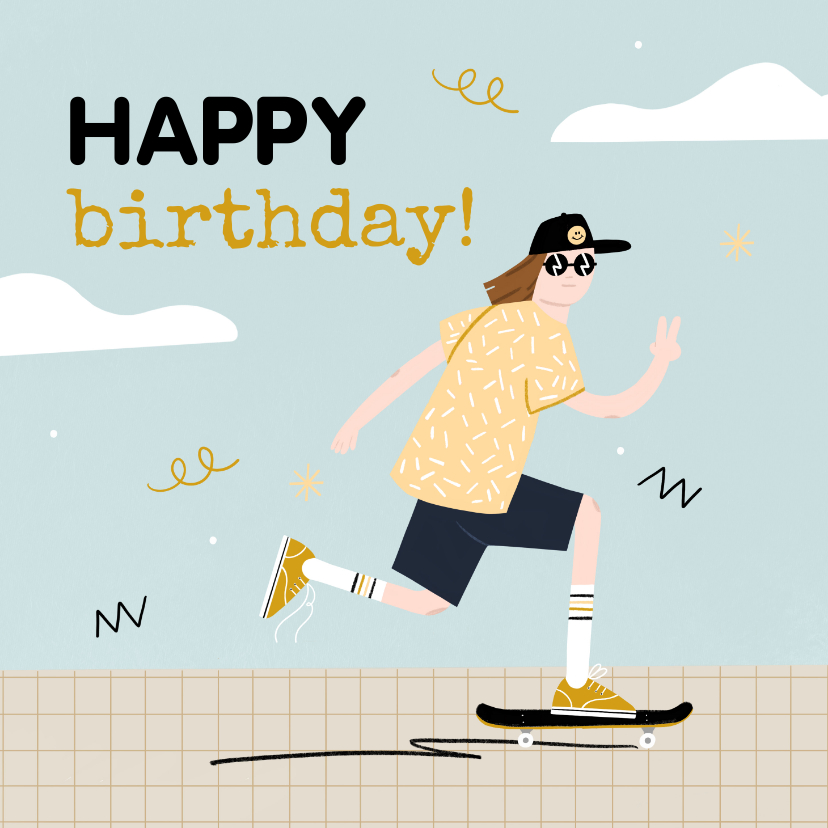 Geburtstagskarten - Geburtstagskarte Skateboard fahren
