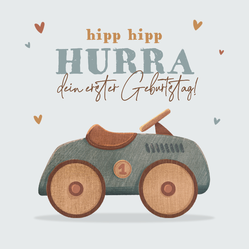 Geburtstagskarte Spielzeugauto Retro 1. Geburtstag - Geburtstagskarten Geburtstagskarten - Geburtstagskarte Spielzeugauto Retro 1. Geburtstag