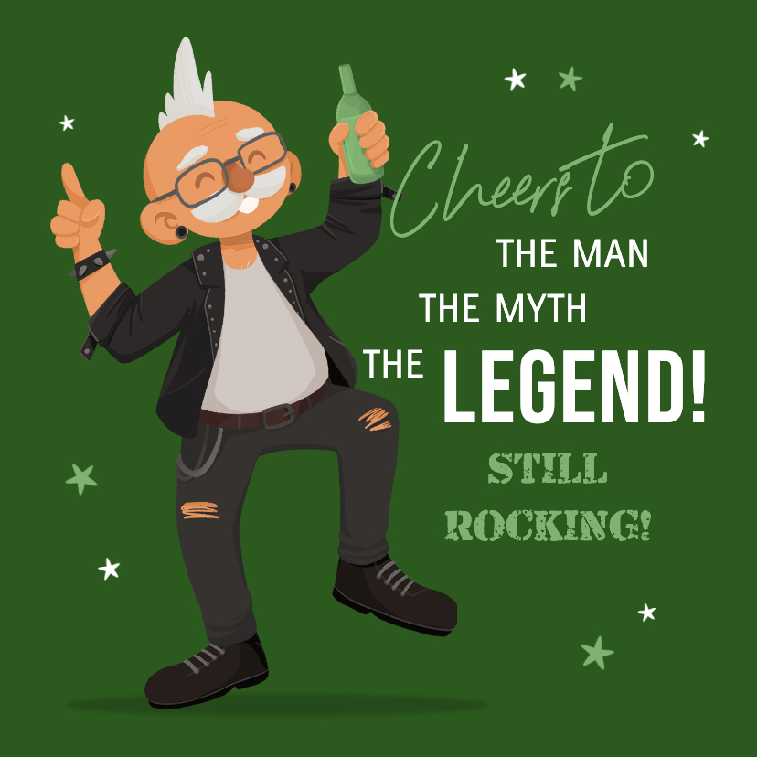 Geburtstagskarten - Geburtstagskarte 'The man, the myth, the legend' Rocker Grün