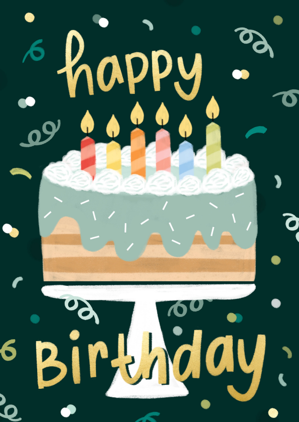 Geburtstagskarten - Geburtstagskarte Torte mit Konfetti