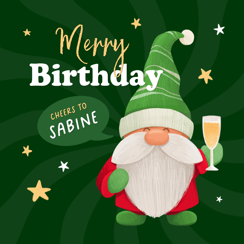 Geburtstagskarte Weihnachten Wichtel mit Mütze 'Cheers to' - Geburtstagskarten Geburtstagskarten - Geburtstagskarte Weihnachten Wichtel mit Mütze 'Cheers to'