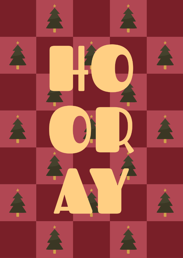 Geburtstagskarte Weihnachtsbäume 'Hooray' Karomuster - Geburtstagskarten Geburtstagskarten - Geburtstagskarte Weihnachtsbäume 'Hooray' Karomuster