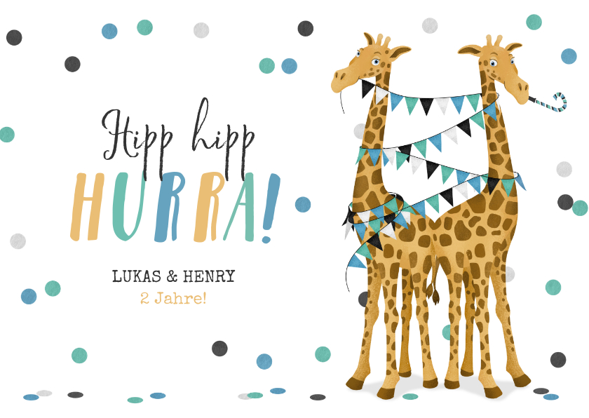Geburtstagskarten - Giraffen-Geburtstagskarte Zwillinge