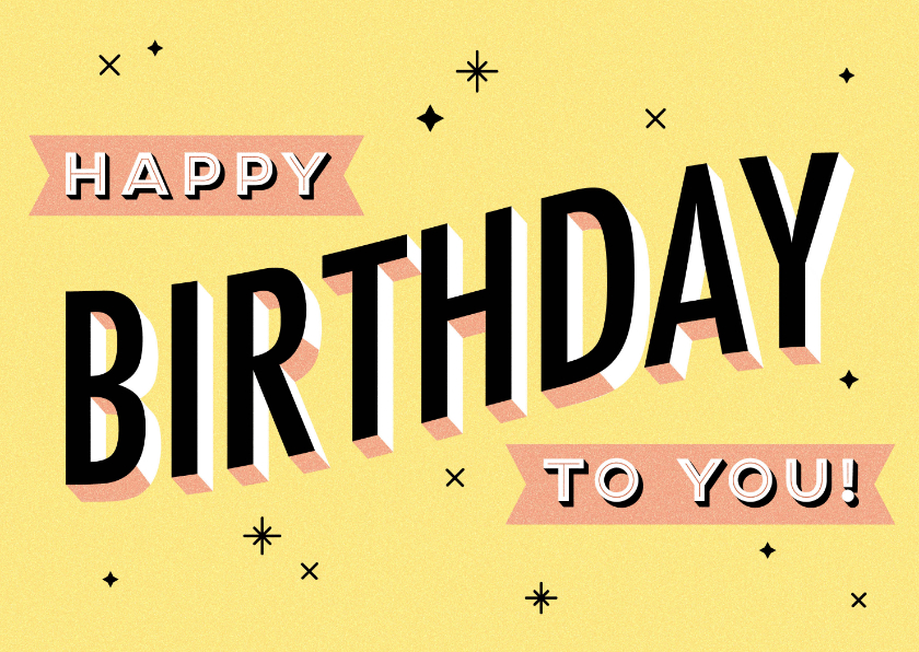 Geburtstagskarten - Glückwunschkarte zum Geburtstag Typografie gelb