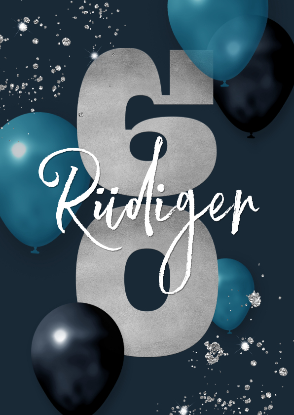 Geburtstagskarten - Glückwunschkarte 60. Geburtstag Luftballons dunkelblau