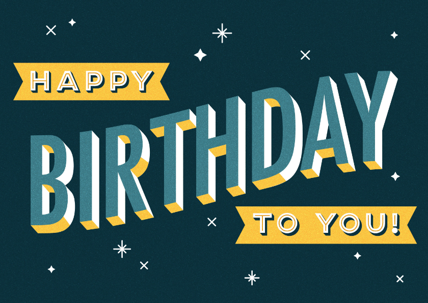 Geburtstagskarten - Glückwunschkarte blau zum Geburtstag mit Typografie