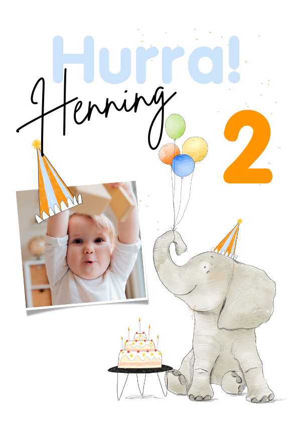 Glückwunschkarte Elefant mit Luftballons - Geburtstagskarten Geburtstagskarten - Glückwunschkarte Elefant mit Luftballons
