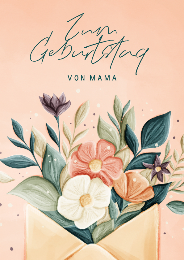 Geburtstagskarten - Glückwunschkarte Geburtstag Blumen im Umschlag