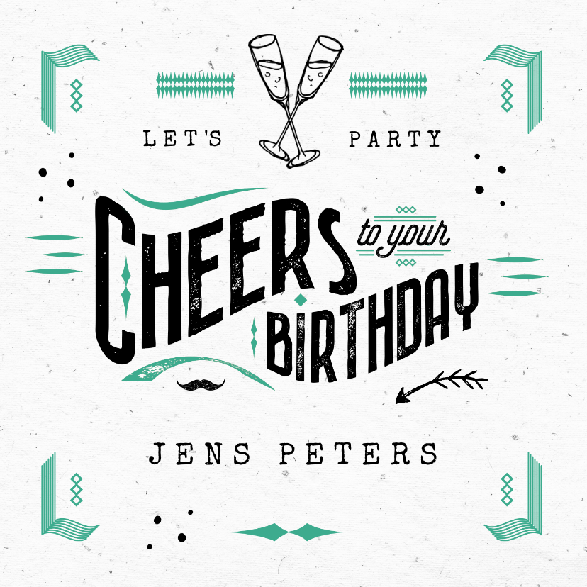 Geburtstagskarten - Glückwunschkarte Geburtstag Cheers typografie