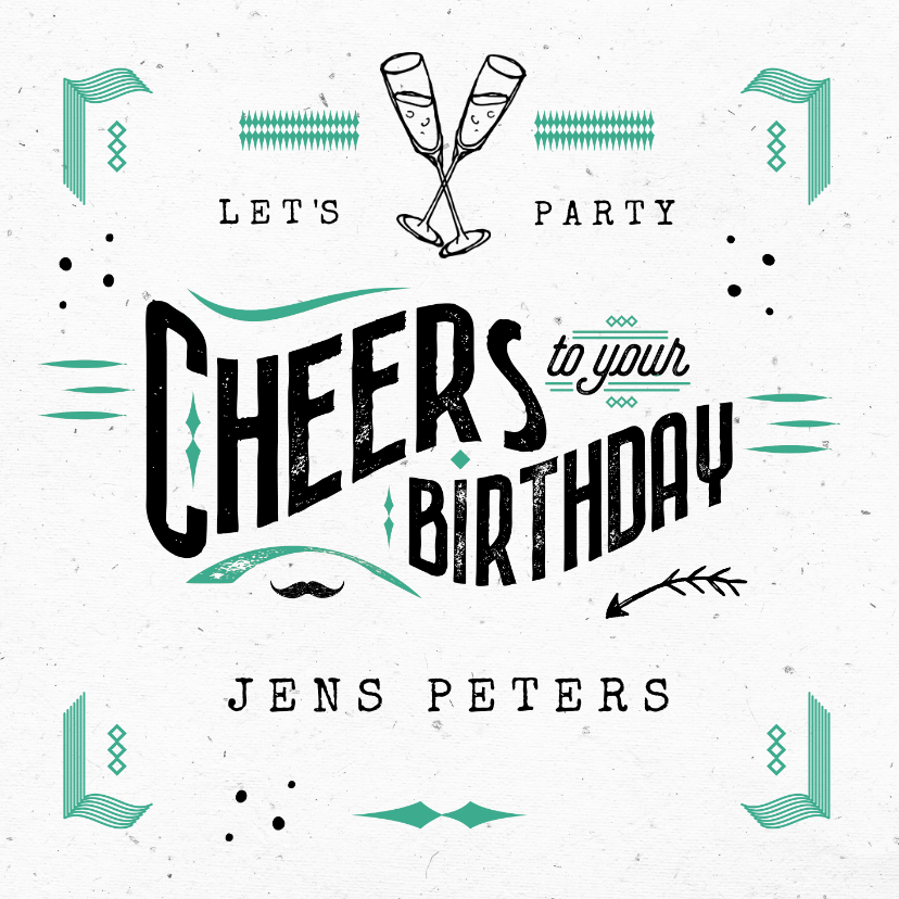 Glückwunschkarte Geburtstag Cheers typografie - Geburtstagskarten Geburtstagskarten - Glückwunschkarte Geburtstag Cheers typografie