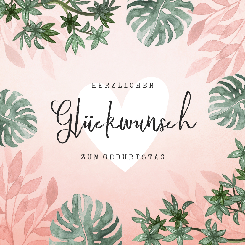 Geburtstagskarten - Glückwunschkarte Geburtstag Dschungel rosa