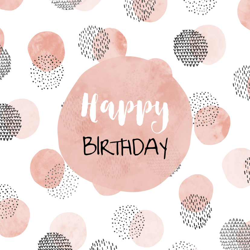 Glückwunschkarte Geburtstag rosa und schwarze Punkte - Geburtstagskarten Geburtstagskarten - Glückwunschkarte Geburtstag rosa und schwarze Punkte