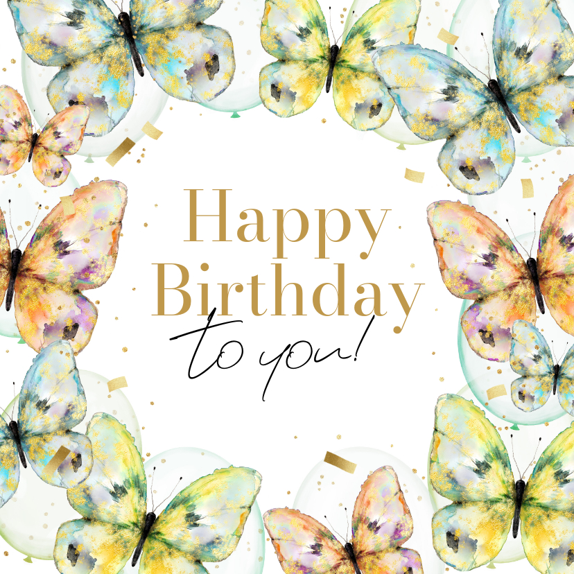 Geburtstagskarten - Glückwunschkarte Geburtstag Schmetterlinge