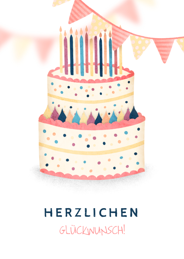 Geburtstagskarten - Glückwunschkarte Geburtstag Torte mit Kerzen