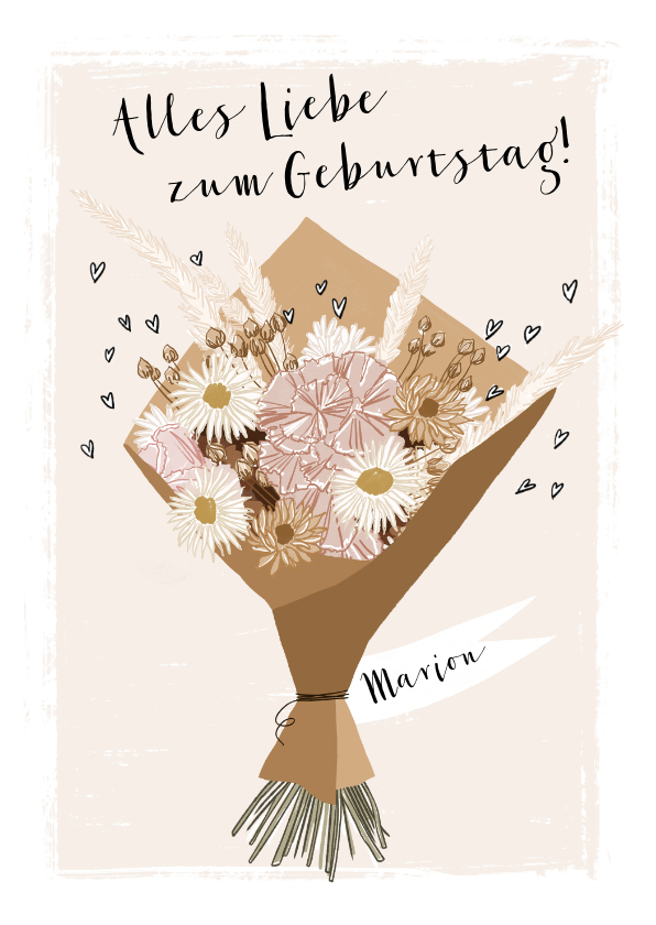 Geburtstagskarten - Glückwunschkarte Geburtstag Trockenblumen