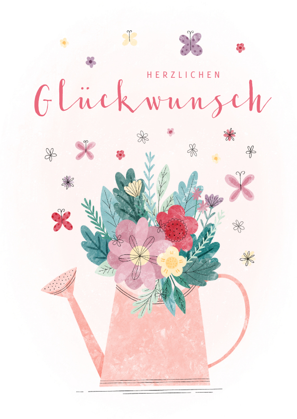 Geburtstagskarten - Glückwunschkarte Gießkanne mit Blumen