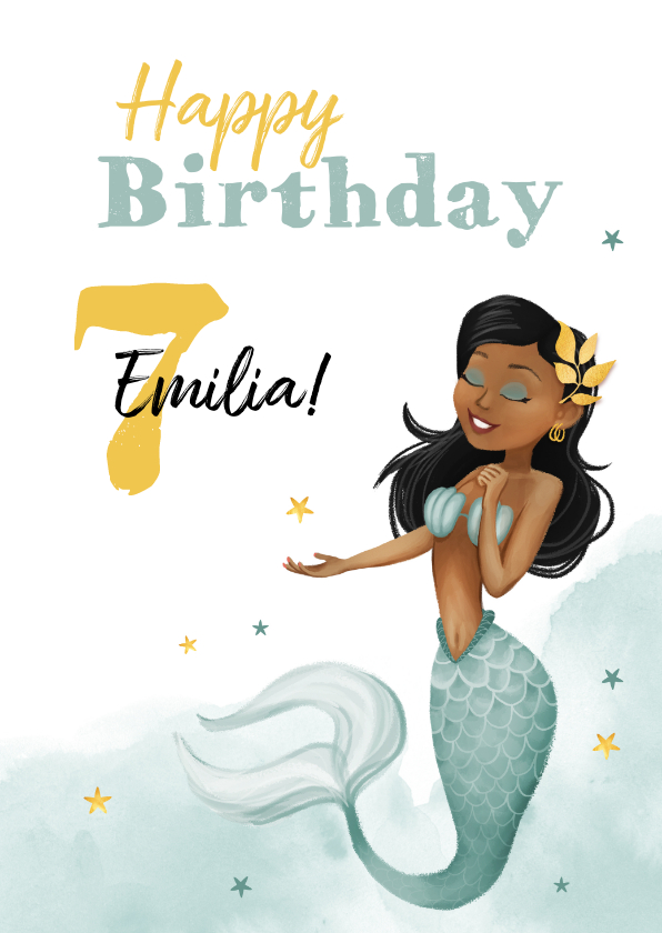 Geburtstagskarten - Glückwunschkarte Kindergeburtstag Meerjungfrau 