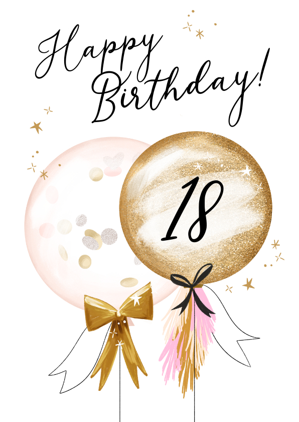 Geburtstagskarten - Glückwunschkarte Luftballons 18 Jahre