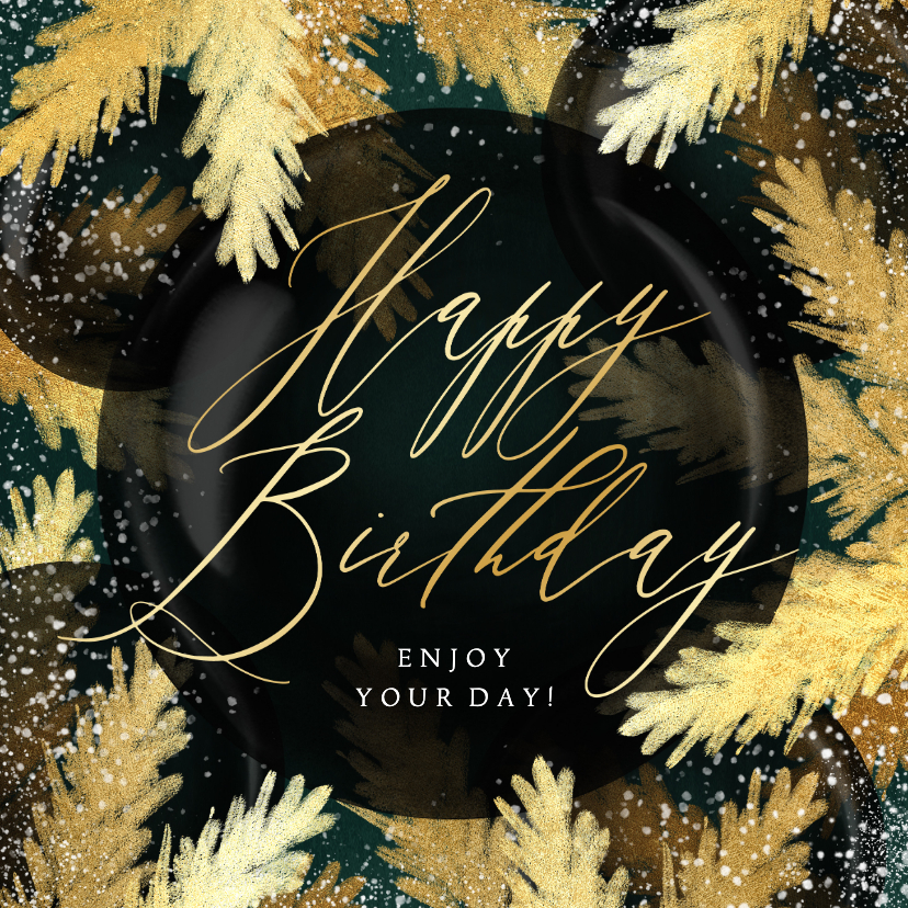 Glückwunschkarte Weihnachts-Geburtstagskind Goldzweige - Geburtstagskarten Geburtstagskarten - Glückwunschkarte Weihnachts-Geburtstagskind Goldzweige