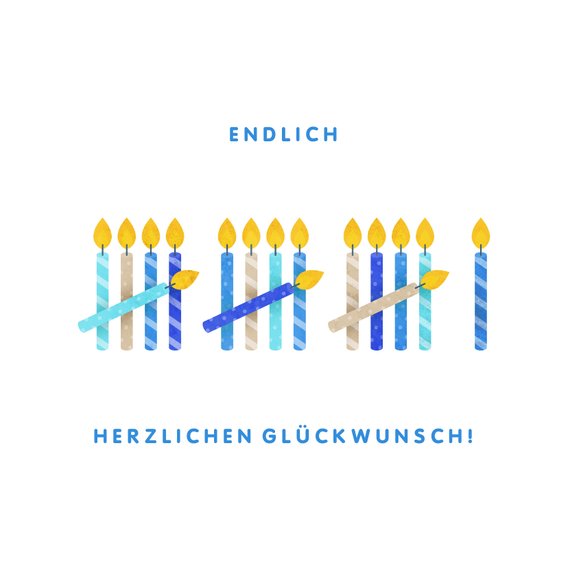Geburtstagskarten - Glückwunschkarte zum 16. Geburtstag mit blauen Kerzen