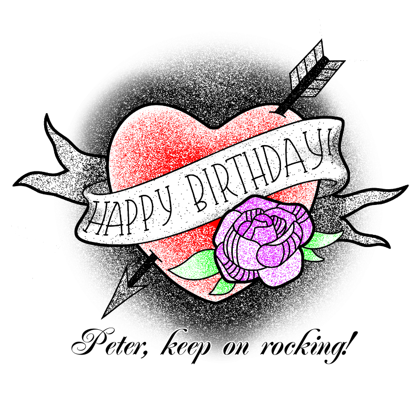 Geburtstagskarten - Glückwunschkarte zum Geburtstag Herz-Tattoo