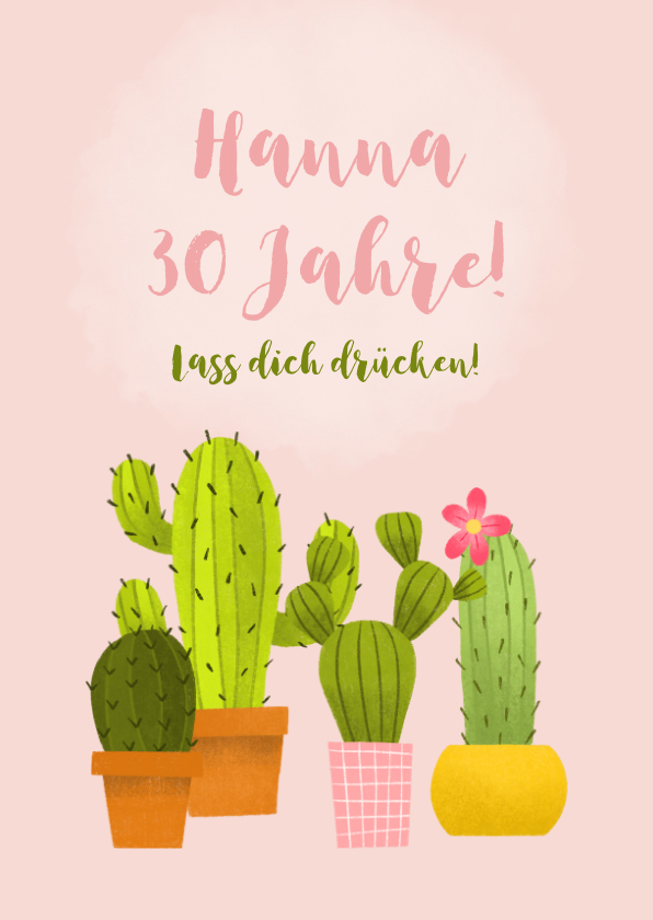 Geburtstagskarten - Glückwunschkarte zum Geburtstag Kaktus Lass dich drücken